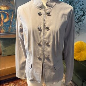 White House Black Market Gray Blazer with Stand-Up Collar